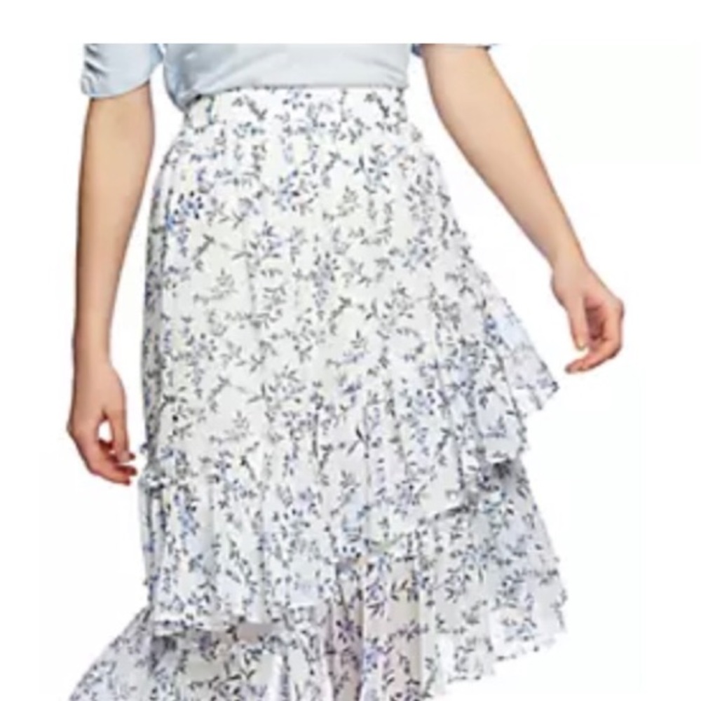 1.State asymmetrical tiered floral skirt, 0
